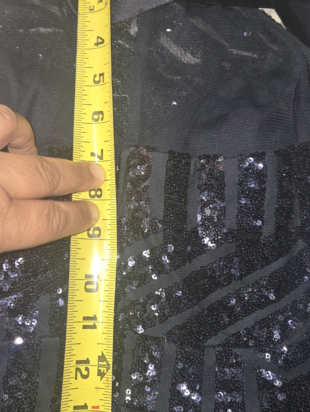 Sequined Halter Navy Evening Dress - Picture 6 of 8